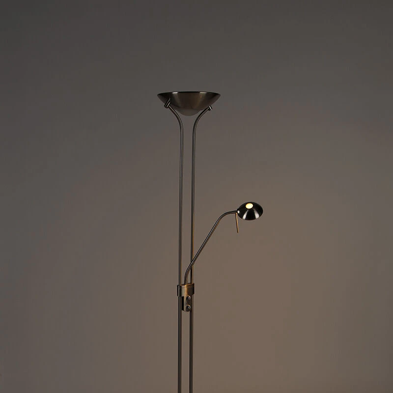 QAZQA Stehleuchte Stahl mit Leselampe inkl. LED und Dimmer - Diva 20 QAZQA Stehleuchte Stahl mit Leselampe inkl. LED und Dimmer - Diva – Bild 18