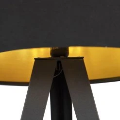QAZQA Stehlampe schwarz mit schwarzem Schirm und goldener Innenseite - Ilse -Stehlampen Verkaufsladen 6068 102214 6