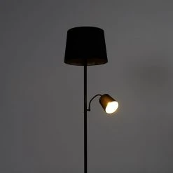 QAZQA Klassische Stehlampe schwarz mit Gold und Leselicht - Retro -Stehlampen Verkaufsladen 6094 103238 14