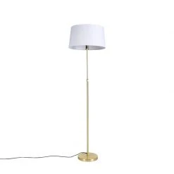QAZQA Stehlampe Gold / Messing mit Leinenschirm weiß 45 cm - Parte -Stehlampen Verkaufsladen 6121 93223 10
