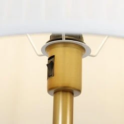 QAZQA Klassische Stehlampe bronzefarbener Stoffschirm weiß mit Leselampe - Retro -Stehlampen Verkaufsladen 6125 103240 2