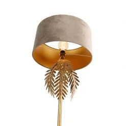 QAZQA Vintage Stehlampe Gold mit Samtschirm Taupe 50 cm - Botanica -Stehlampen Verkaufsladen 6140 103627 3