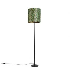 QAZQA Schwarze Stehlampe mit Veloursschirm Pfauengold 40 cm - Simplo -Stehlampen Verkaufsladen 6150 98571 10