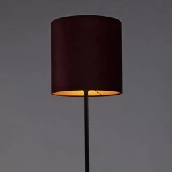 QAZQA Schwarze Stehlampe mit Veloursschirm rot/gold 40 cm - Simplo 21 QAZQA Schwarze Stehlampe mit Veloursschirm rot/gold 40 cm - Simplo -Stehlampen Verkaufsladen 6153 98575 8