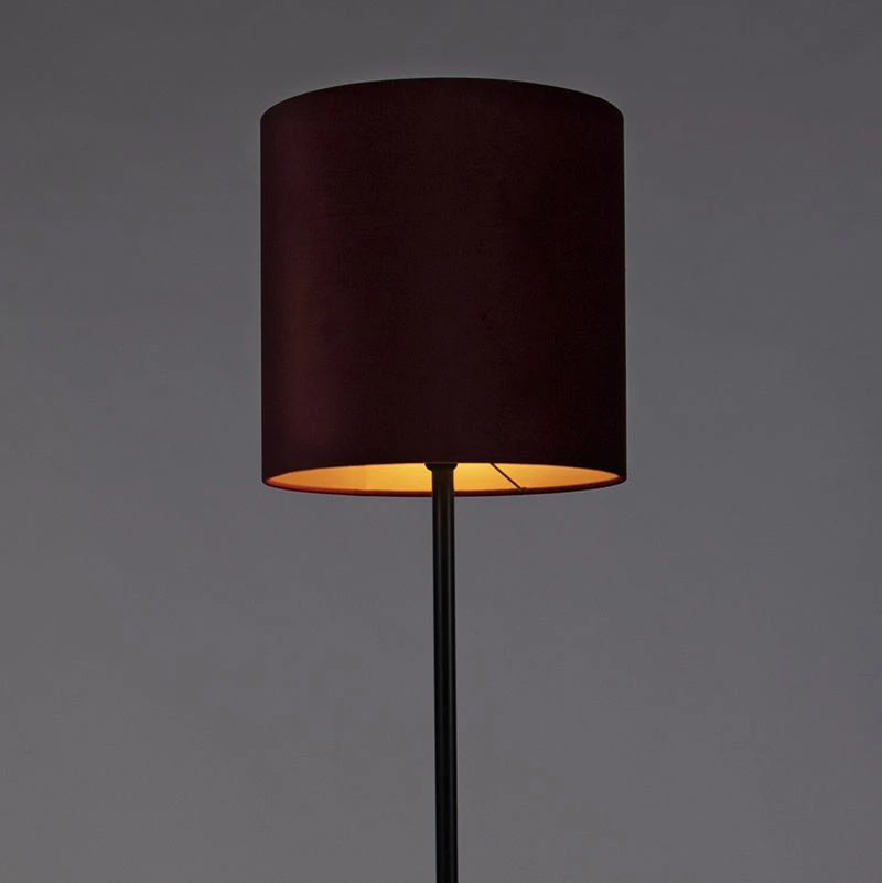QAZQA Schwarze Stehlampe mit Veloursschirm rot/gold 40 cm - Simplo 11 QAZQA Schwarze Stehlampe mit Veloursschirm rot/gold 40 cm - Simplo – Bild 9