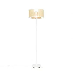 QAZQA Retro Stehlampe weiß mit Rattan 40 cm - Akira