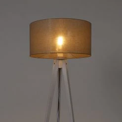 QAZQA Modernes Stehlampenstativ weiß mit Schirm taupe 50 cm - Tripod Classic -Stehlampen Verkaufsladen 6160 104120 9