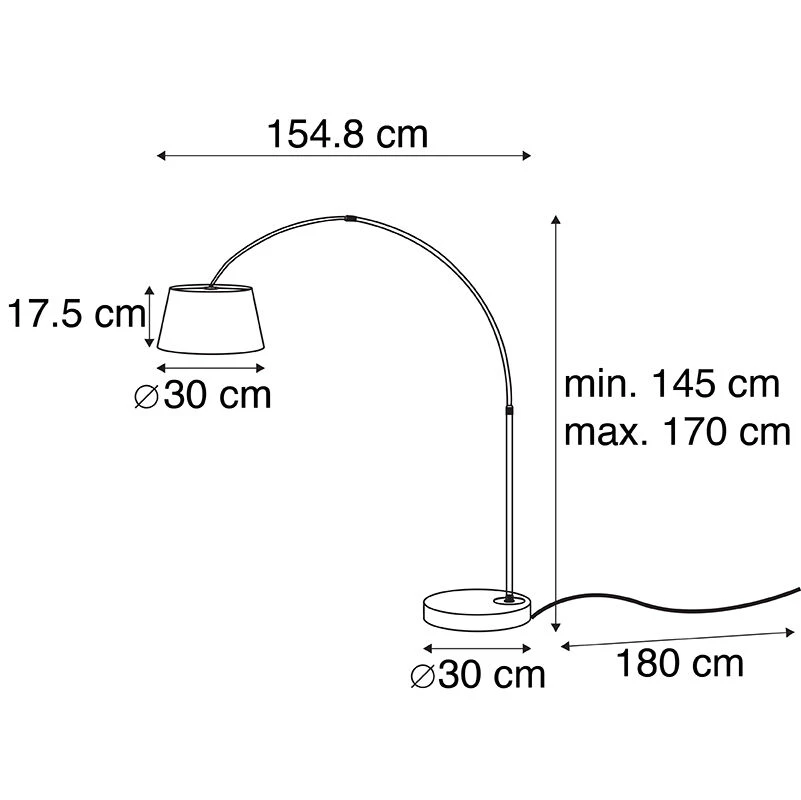 QAZQA Moderne Bogenlampe schwarz mit Gold - Arc Basic 6 QAZQA Moderne Bogenlampe schwarz mit Gold - Arc Basic – Bild 4