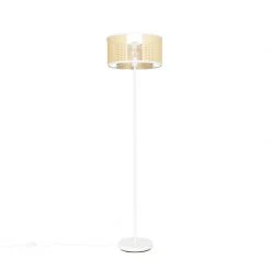 QAZQA Retro Stehlampe weiß mit Rattan 40 cm - Akira -Stehlampen Verkaufsladen 6231 105036 14