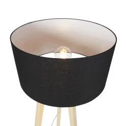 QAZQA Moderne Stehleuchte Holz mit schwarzem Schirm 45 cm - Puros -Stehlampen Verkaufsladen 6231 94242 5