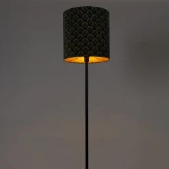 QAZQA Stehlampe schwarzer Schirm Pfau Design Gold innen 40 cm - Simplo -Stehlampen Verkaufsladen 6277 104161 9