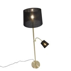 QAZQA Klassische Stehlampe Gold Stoffschirm Schwarz mit Leselampe - Retro -Stehlampen Verkaufsladen 6288 103239 11