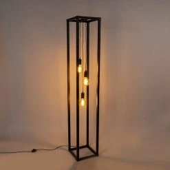 QAZQA Design Stehleuchte schwarz 3-Licht - Käfig -Stehlampen Verkaufsladen 6294 102056 15
