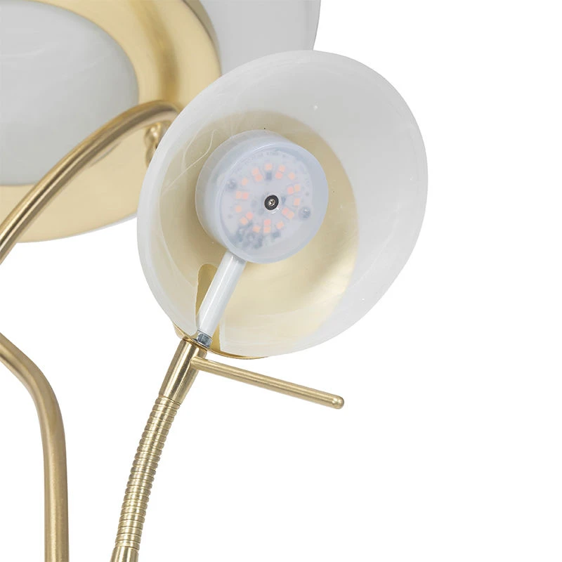 QAZQA Stehleuchte Messing inkl. LED und Dimmer mit Leselampe - Empoli 10 QAZQA Stehleuchte Messing inkl. LED und Dimmer mit Leselampe - Empoli – Bild 8