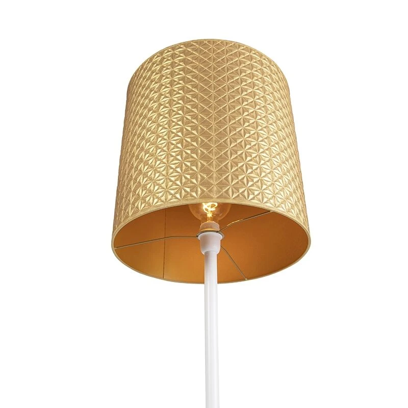 QAZQA Vintage Stehleuchte weiß mit goldenem Schirm 40 cm - Simplo 7 QAZQA Vintage Stehleuchte weiß mit goldenem Schirm 40 cm - Simplo – Bild 5