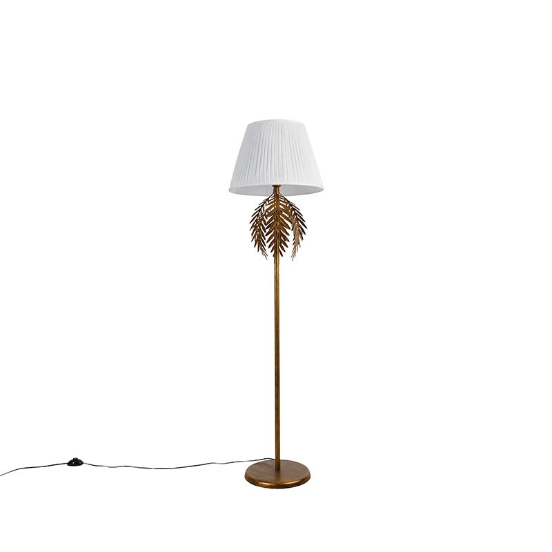QAZQA Vintage Stehlampe Gold mit Faltenschirm weiß 45 cm - Botanica 14 QAZQA Vintage Stehlampe Gold mit Faltenschirm weiß 45 cm - Botanica – Bild 12