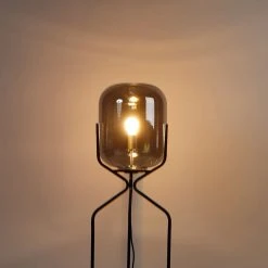 QAZQA Smart Stehlampe schwarz inkl. WiFi A60 Rauchglas - Bliss -Stehlampen Verkaufsladen 6344 103574 17