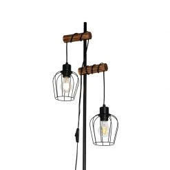 QAZQA Ländliche Stehlampe schwarz mit Holz 2-flammig - Stronk 25 QAZQA Ländliche Stehlampe schwarz mit Holz 2-flammig - Stronk -Stehlampen Verkaufsladen 6356 103909 4