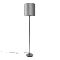 QAZQA Moderne Stehlampe schwarz Schirm grau 40 cm - Simplo -Stehlampen Verkaufsladen 6401 104169 10