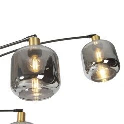 QAZQA Vloerlamp zwart met goud met smoke glas 5-lichts - Zuzanna -Stehlampen Verkaufsladen 6412 105506 4