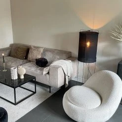 QAZQA Design Stehlampe Stahl mit schwarzem Leinenschirm - Reichhaltig -Stehlampen Verkaufsladen 6430 102503 12