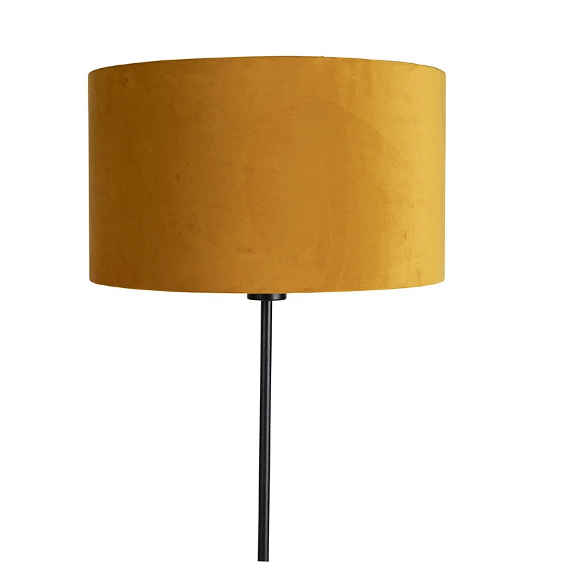 QAZQA Stehleuchte schwarz mit Veloursschirm ockergelb mit Gold 35 cm - Parte 4 QAZQA Stehleuchte schwarz mit Veloursschirm ockergelb mit Gold 35 cm - Parte – Bild 2