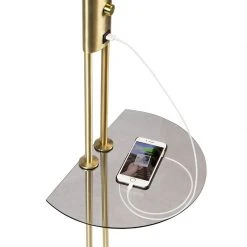 QAZQA Goldene Stehlampe mit Lesearm inkl. LED und USB-Anschluss - Sevilla -Stehlampen Verkaufsladen 6484 99506 10