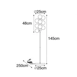 QAZQA Stehlampe schwarz mit Rauchglas 12-flammig - Bianca -Stehlampen Verkaufsladen 6493 104767 3