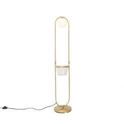 QAZQA Art deco vloerlamp goud met wit glas - Isabella -Stehlampen Verkaufsladen 6503 105934 6