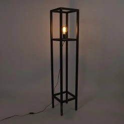 QAZQA Industrielle Stehlampe schwarz - Big Cage 2 -Stehlampen Verkaufsladen 6509 98925 14