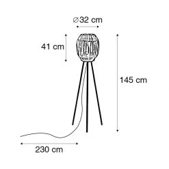 QAZQA Ländliches Stehlampenstativ Bambus mit Weiß - Canna Capsule -Stehlampen Verkaufsladen 6510 104922 3