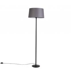 QAZQA Schwarze Stehlampe mit Leinenschirm dunkelgrau 45 cm - Simplo -Stehlampen Verkaufsladen 6565 98577 9
