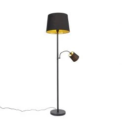 QAZQA Klassische Stehlampe schwarz mit Gold und Leselicht - Retro -Stehlampen Verkaufsladen 6578 103238 6
