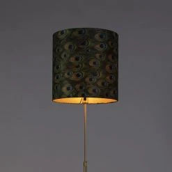 QAZQA Stehleuchte Gold / Messing mit Veloursschirm Pfau 40/40 cm - Parte -Stehlampen Verkaufsladen 6618 98547 9