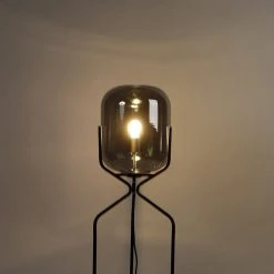 QAZQA Smart Stehlampe schwarz inkl. WiFi A60 Rauchglas - Bliss -Stehlampen Verkaufsladen 6627 103574 19