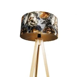 QAZQA Stehlampe Holz mit Stoffschirm Blumen 50 cm - Tripod Classic -Stehlampen Verkaufsladen 6640 104367 4