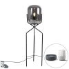 QAZQA Smart Stehlampe schwarz inkl. WiFi A60 Rauchglas - Bliss -Stehlampen Verkaufsladen 6699 103574 0