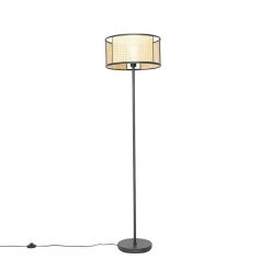 QAZQA Retro Stehlampe schwarz mit Rattan 40 cm - Akira -Stehlampen Verkaufsladen 6700 105035 8