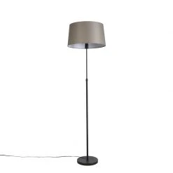 QAZQA Schwarze Stehlampe mit taupe Leinenschirm 45 cm verstellbar - Parte -Stehlampen Verkaufsladen 6700 98592 10