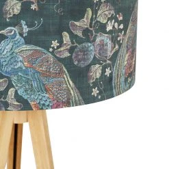 QAZQA Moderne Stehlampe Holz Stoffschirm Pfau 50 cm - Stativ Classic -Stehlampen Verkaufsladen 6721 104360 2
