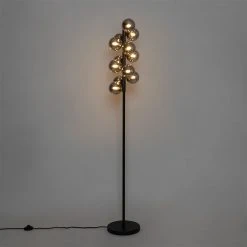 QAZQA Stehlampe schwarz mit Rauchglas 12-flammig - Bianca -Stehlampen Verkaufsladen 6721 104767 10