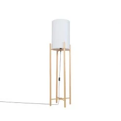 QAZQA Land Stehlampe Holz mit weißem Schirm - Lengi -Stehlampen Verkaufsladen 6722 102915 10