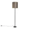 QAZQA Stehlampe schwarz mit Veloursschirm taupe/gold 40 cm - Simplo 1 QAZQA Stehlampe schwarz mit Veloursschirm taupe/gold 40 cm - Simplo -Stehlampen Verkaufsladen 6731 98573 0