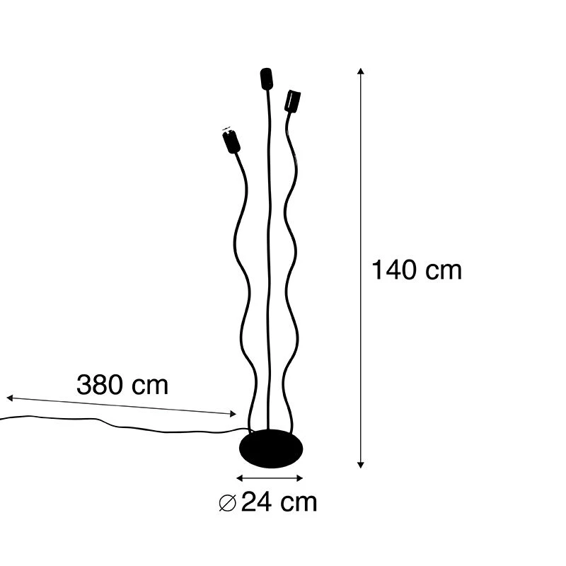 QAZQA Design Stehleuchte schwarz 3-flammig - Wimme 7 QAZQA Design Stehleuchte schwarz 3-flammig - Wimme – Bild 5