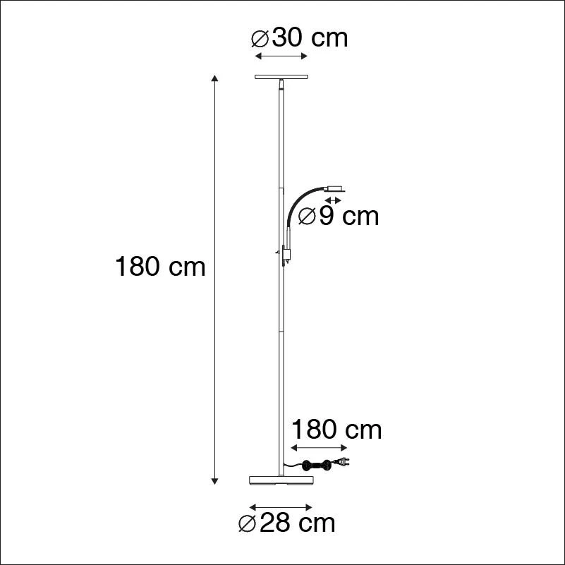 QAZQA Moderne vloerlamp staal incl. LED met leesarm - Chala 6 QAZQA Moderne vloerlamp staal incl. LED met leesarm - Chala – Bild 4