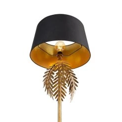 QAZQA Vintage Stehlampe Gold mit Baumwollschirm schwarz - Botanica -Stehlampen Verkaufsladen 6812 103626 3