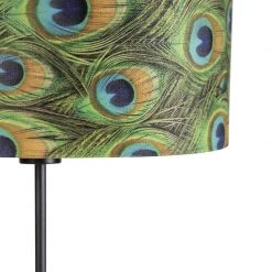 QAZQA Schwarze Stehlampe mit Veloursschirm Pfau mit Gold 35 cm - Parte -Stehlampen Verkaufsladen 6816 98583 2