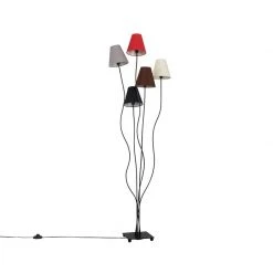 QAZQA Design Stehleuchte schwarz mit Stoffschirm 5-flammig - Melis -Stehlampen Verkaufsladen 6838 103871 19