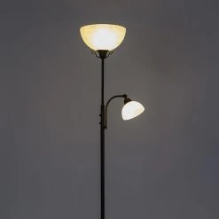 QAZQA Klassische Stehlampe braun mit Leselampe - Dallas -Stehlampen Verkaufsladen 6843 93311 9