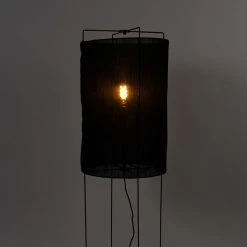 QAZQA Design Stehlampe Stahl mit schwarzem Leinenschirm - Reichhaltig -Stehlampen Verkaufsladen 6846 102503 10